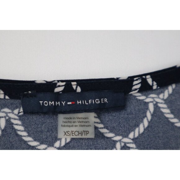 Tommy Hilfiger Women's Navy Sleeveless Top with Rope Pattern &‎ Lace-Up Neckline - Picture 7 of 9